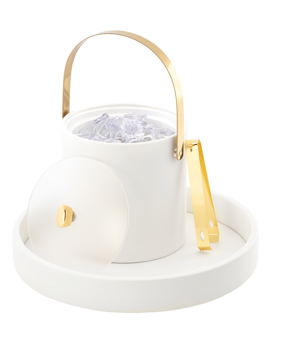 Kraftware Arc Ice Bucket And Ice Tong, 3 Quart In White