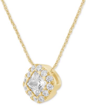 Diamond Princess Halo 18" Pendant Necklace (3/4 ct. t.w.) in 14k Gold