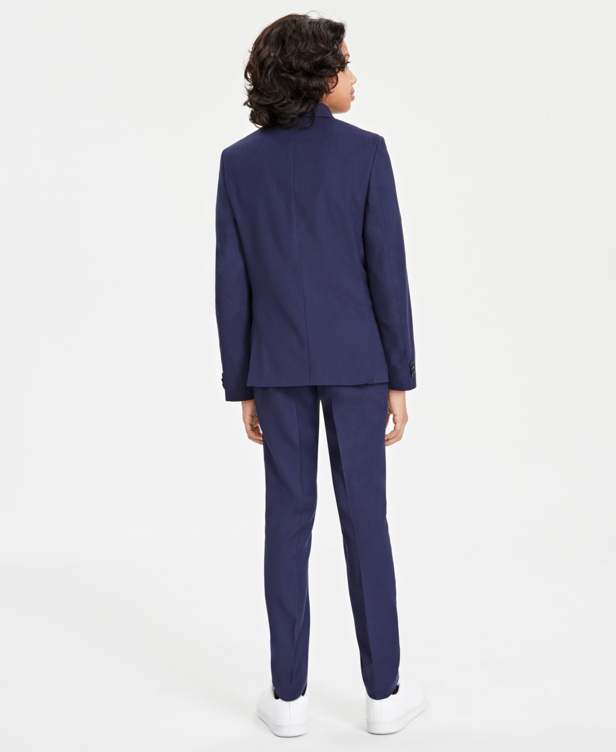 Kenneth Cole Reaction Big Boys Mini Check Slim Fit Stretch 2-Piece Suit