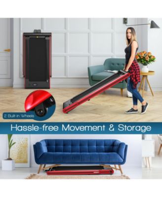 2-in-1 Folding Treadmill with Dual LED Display-Red