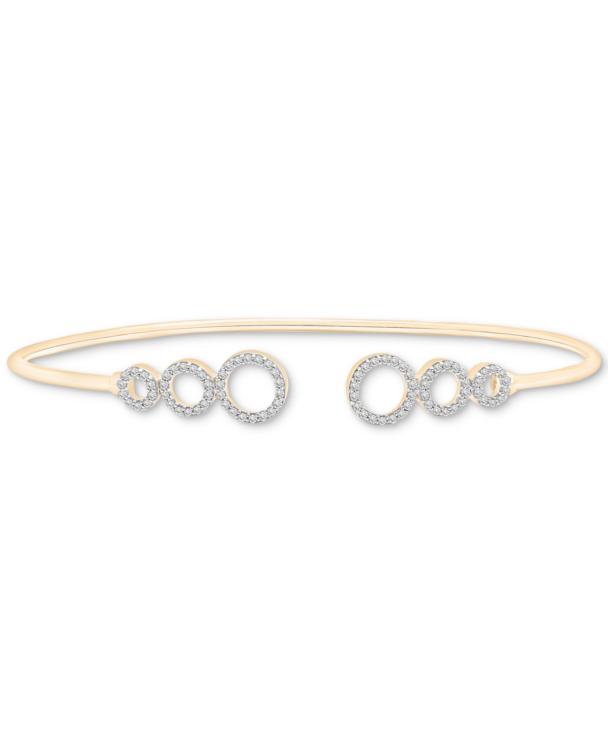 Diamond Circles Wire Cuff Bangle Bracelet (1/4 ct. t.w.) in 14k Gold, Created for Macy's - Yellow Gold
