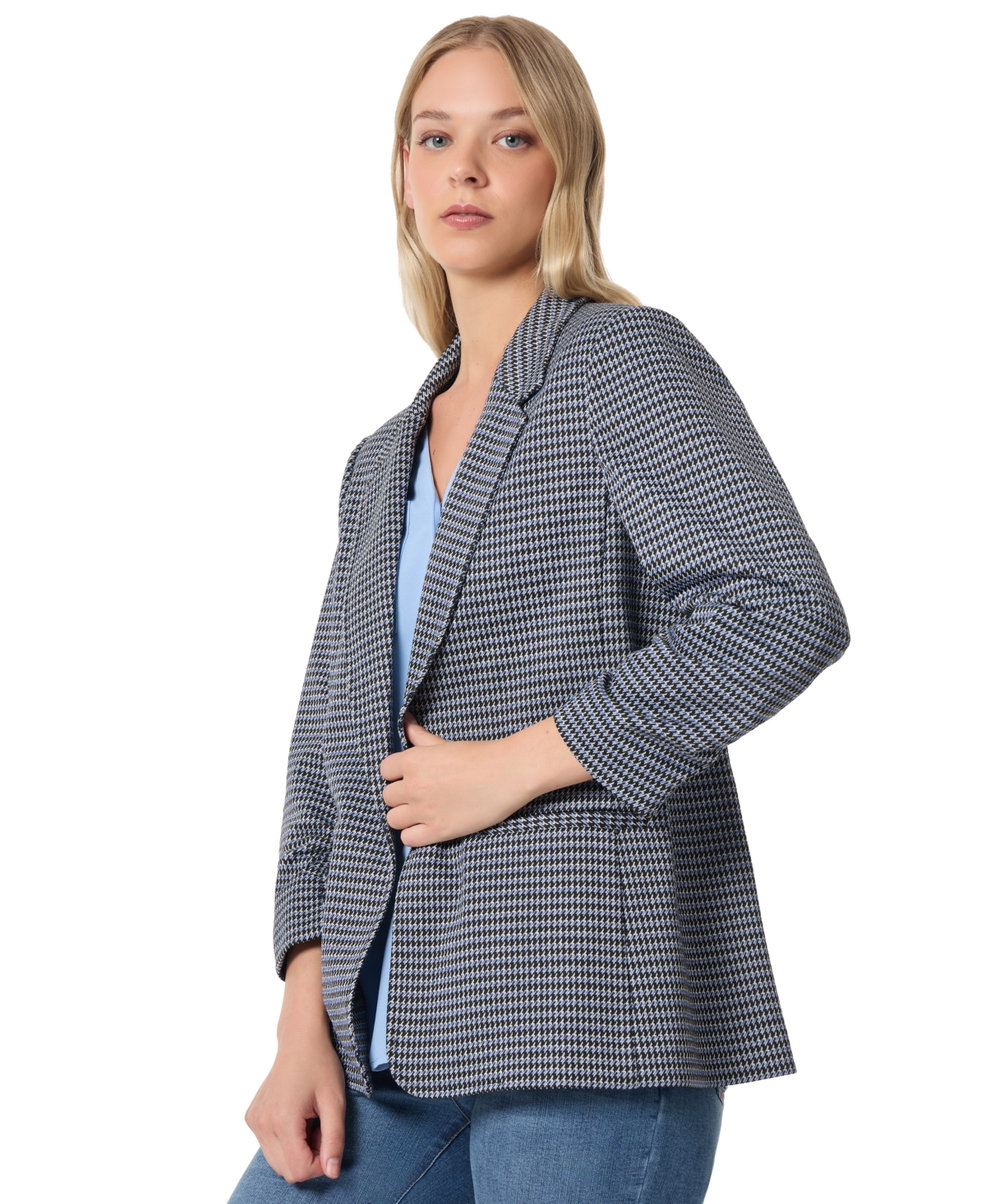 Jones New York Petite Ruched-Sleeve Open-Front Jacket