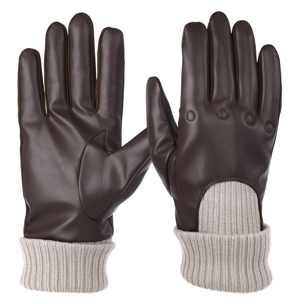 Men's Artificial Leather Driver Touchscreen Gloves - Brown