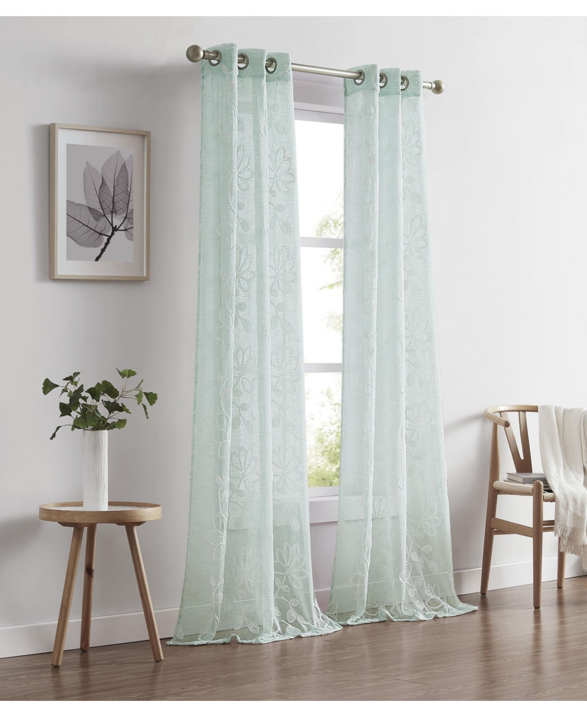 Rita Linen Look 76" W x 84" L Grommet Window Panel Set - Blush