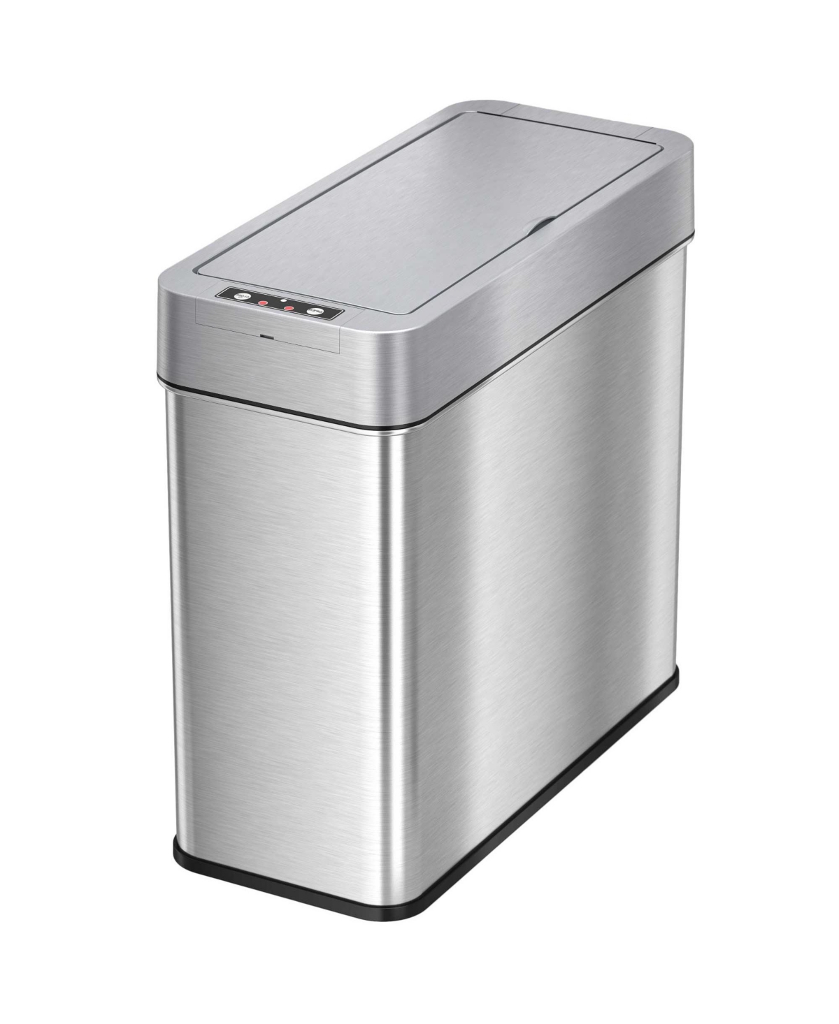 iTouchless Stainless Steel Slim Sensor Trash Can with Side Lid Open and AbsorbX Odor Filter Gallon Silver - Stainless steel - left opening