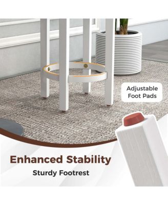 Bar Stools Set of 2 Counter Height Stools with Round Seat & Footrest for Kitchen