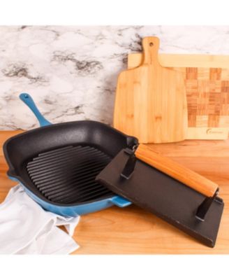 Neo 2pc Cast Iron 11" Grill Pan with Steak Press