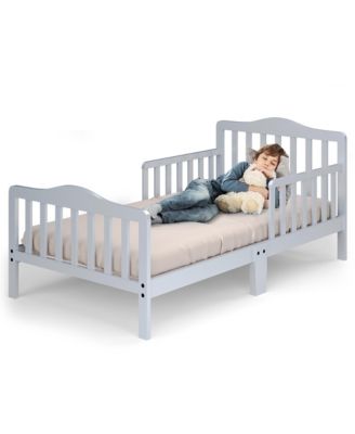 Kids Toddler Wood Bed Bedroom Furniture w/ Guardrails