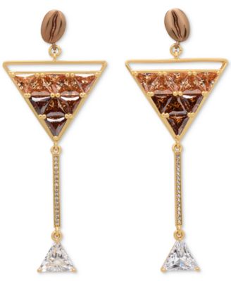 kate spade new york - Gold-Tone Cubic Zirconia Martini Statement Earrings
