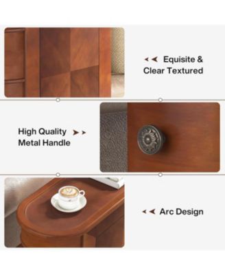 End Table Set of 2, No Assembly Required, Closed Back,Sofa Side Table with Storage, Slim Nightstand with 2 Drawers