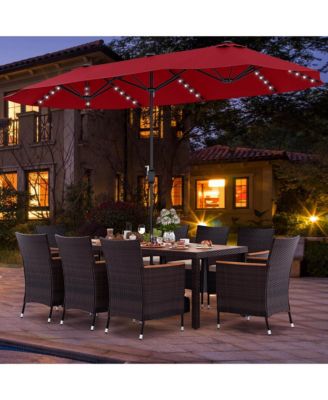 11 PCS Patio Dining Set with 15ft Double-Sided Patio Umbrella (Base Included)