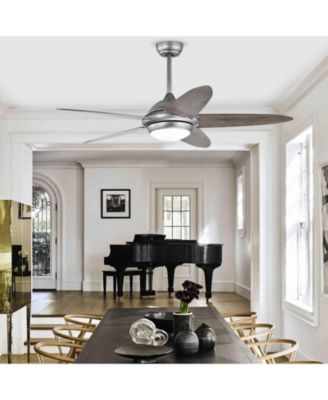 52 Inch Ceiling Fan with Lights and 3 Lighting Colors-Silver Gray
