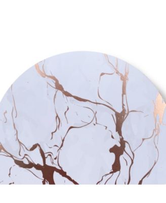 Marble Cork Table Set With 8 Foil Printed Marble Granite Designed Thick Cork Textured 15" x 15" Round Placemats and 8 Round Coasters 4" x 4