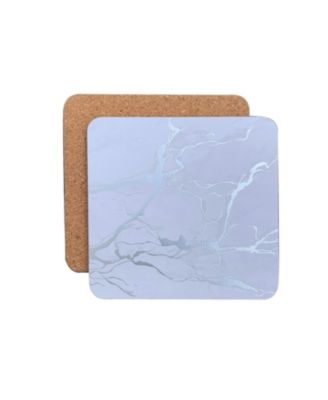 Marble Cork Table Set With 8 Foil Printed Marble Granite Designed Thick Cork Textured 12" x 18" Rectangular Placemats and 8 Square Coasters 4" x 4