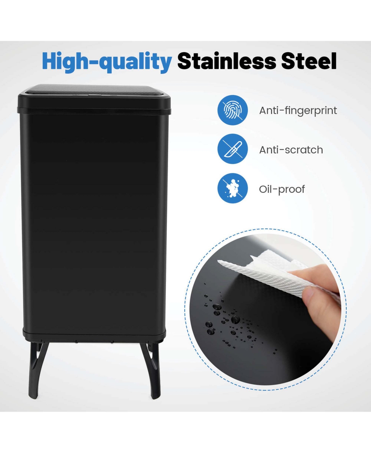 Costway Stainless Steel Trash Can Gallon Automatic Motion Sensor Garbage Bin