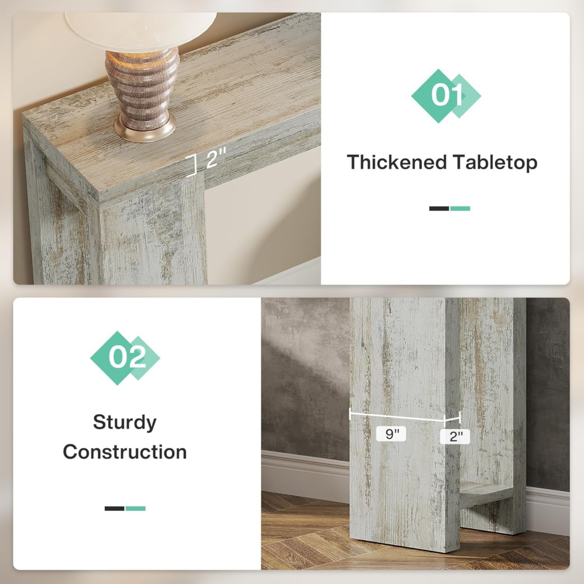 Tribesigns Farmhouse Console Table, Vintage Entryway Foyer Table, Wooden Hallway Accent Table, Extra Long Sofa Wall Tables for Living Room