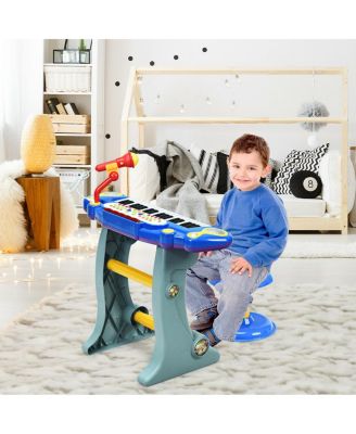 37 Key Electronic Keyboard Kids Toy Piano MP3 Input w/ Microphone & Stool Blue