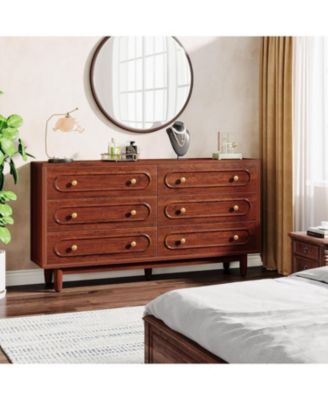 long brown dresser Blotout 9 Drawer Dressers for Bedroom, Farmhouse Dresser with 6 Solid Wood  feet, 63" Wide Brown Dresser Wooden Dresser Rustic Chest of Drawers Long