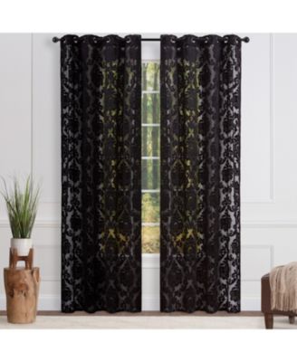 Premium Devore Sheer Grommet Curtains - Classy, Light Filtering Drapes for Living Room or Bedroom - 52" x 63" - Blue, 2 Panels
