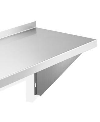 18" x 24" Stainless Steel Shelf, NSF Commercial Wall Mount Shelving w/ Backsplash, Floating Metal Mounted Shelves for Restaurant, Kitchen, Home