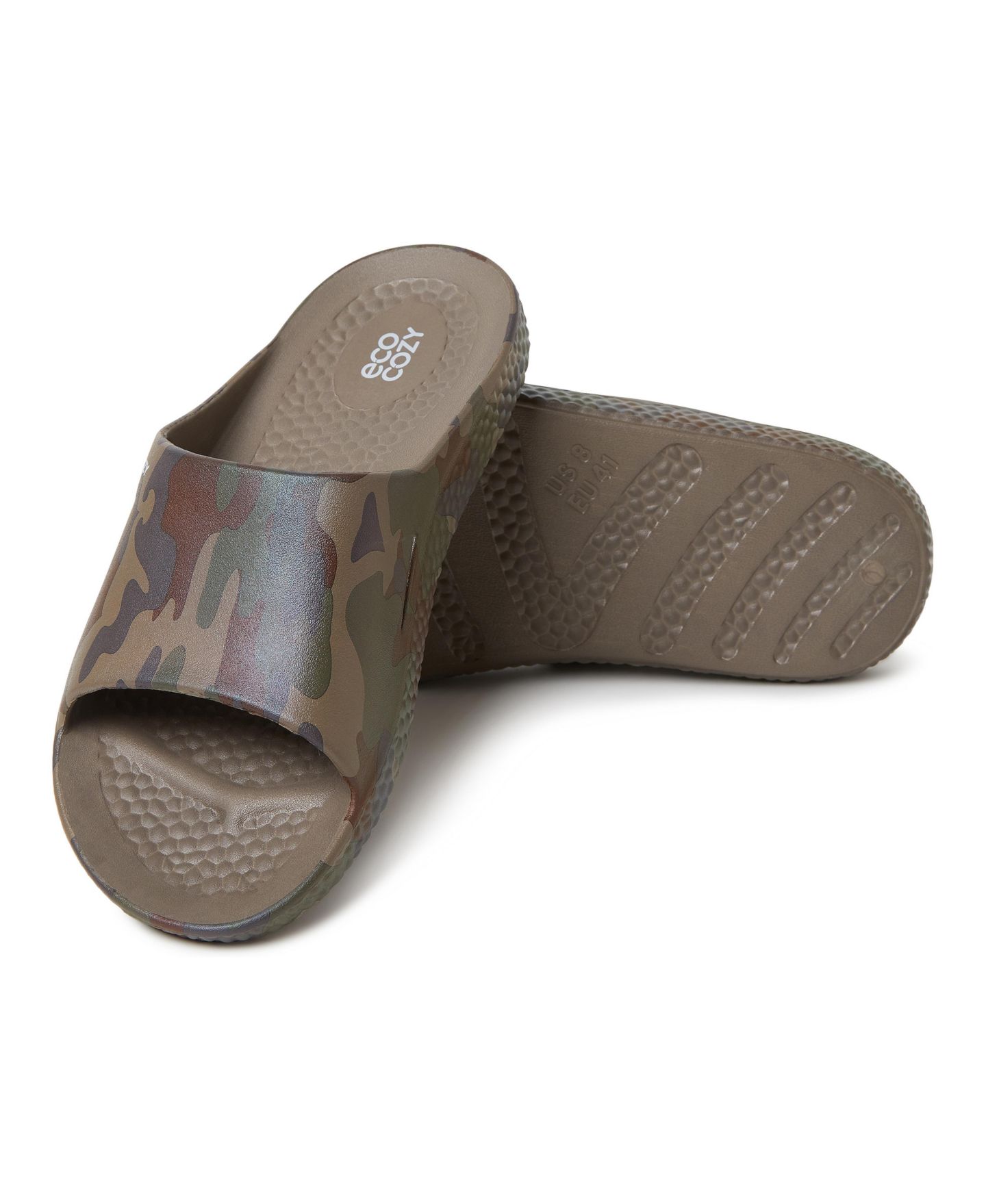 Мужские сандалии Dearfoams EcoCozy Sustainable Comfort Slide Sandal, цвет: Камуфляж — фото 5