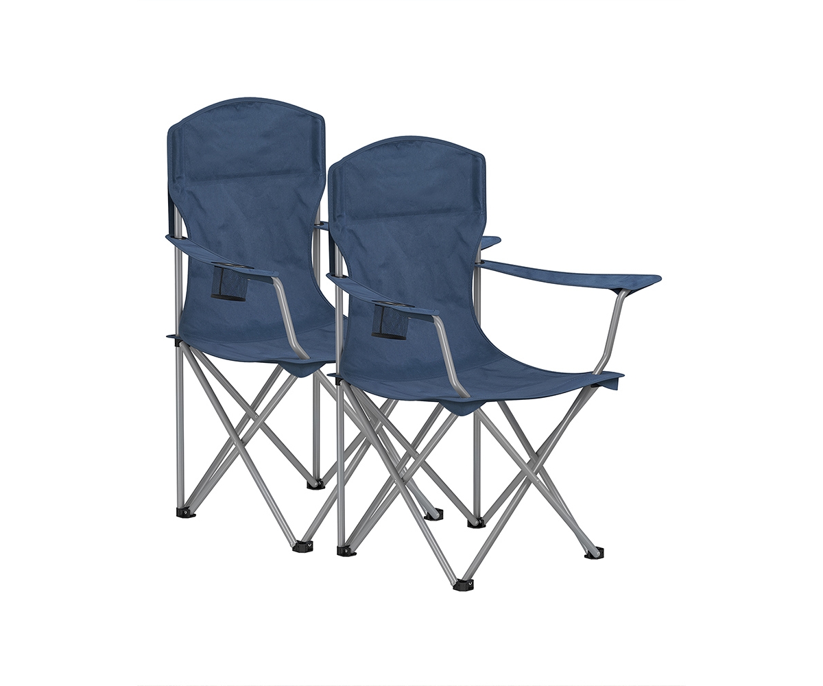 Slickblue Set of 2 Heavy Duty Folding Camping Chairs, 330 lb Capacity, Portable Outdoor Seating