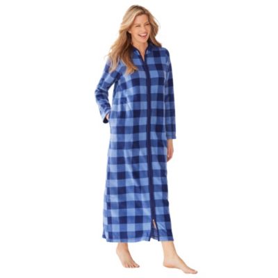 Women's Plus Size Plush Zip-Front Robe
