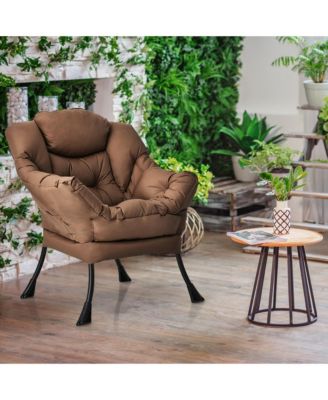 Modern Polyester Fabric Lazy Chair Single Sofa Chair w/Side Pocket