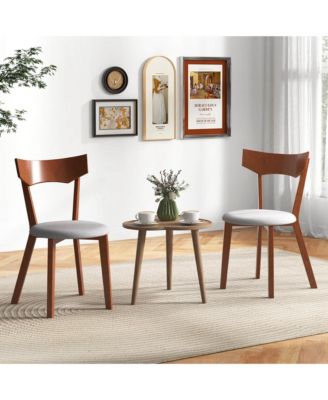 Wooden Armless Dining Chair Set of 4 with Rubber Wood Legs Padded Seat Cushion