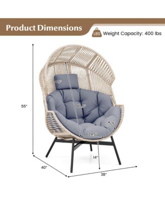 Oversized Egg Style Chair with Cushions & Headrest Heavy-Duty Metal Frame for Yard