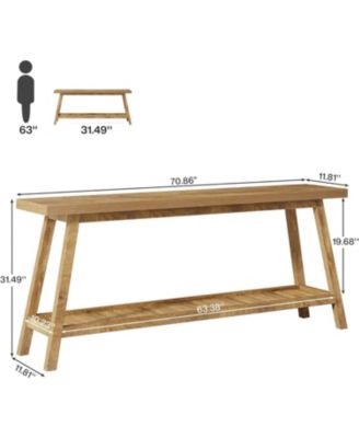 Farmhouse Console Entryway Table: 70.9 Inches All Wood Console Table for Entrance, 2 Tiers Narrow Long Behind Couch Sofa Table, Foyer Entry Table for Hallway, Living Room, Light Brown