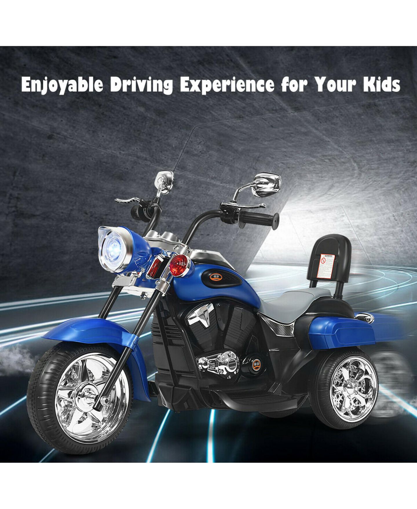 Детская игрушка Gymax 6V Kids Ride On Chopper Motorcycle 3-Wheel Trike, 66 lbs. Capacity, Ages 3-8, цвет: Чёрный, вариант 1 — фото 2
