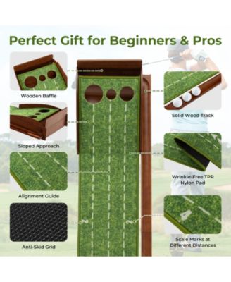Golf Putting Mat Practice Training Aid with Auto Ball Return and 3 Hole Sizes