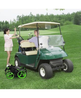 Golf Push Pull Cart with Foot Brake-Green