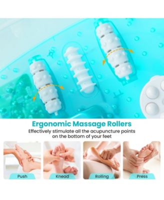 Foot Spa Massager Tub with Removable Pedicure Stone and Massage Beads-Turquoise