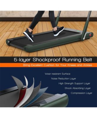 2-in-1 Folding Treadmill with Remote Control and LED Display-Green