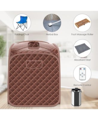 Portable Personal Steam Sauna Spa with Steamer Chair-Coffee