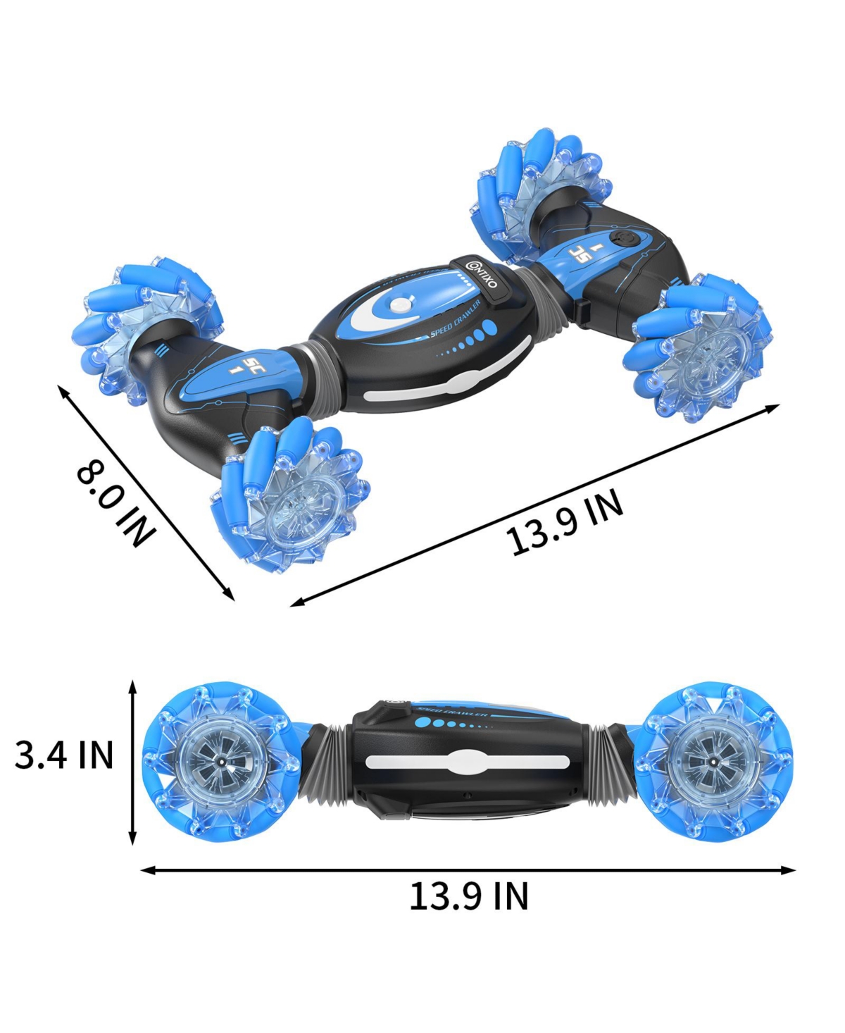 Contixo SC1 -All Terrain Transformable Speed Crawler Rc Stunt Car -Gesture Sensor -Rotating Offroad Vehicle