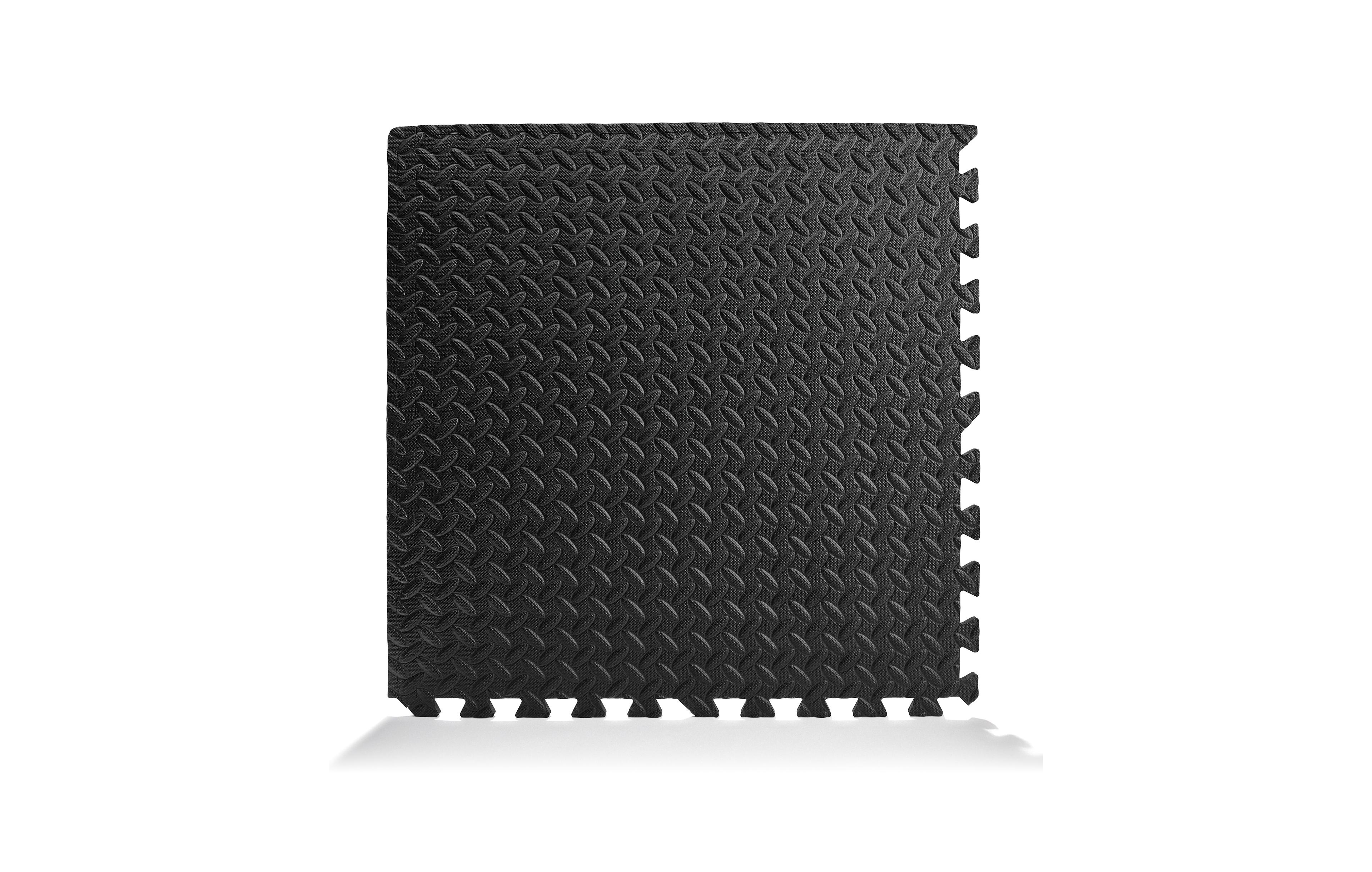 Sunny Health & Fitness ½ inch Thick Puzzle Exercise Mat, Durable, Non-Slip, Water Resistant, Black