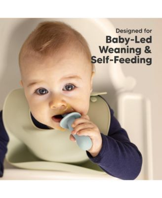 Keababies 3er-Set Silikon-Lernlöffel – Für Babys Ab 6 Monaten, Weiche Spitze, Biegsamer Griff, Spülmaschinenfest, In Slate