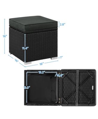 Set of 2 Resin Wicker Ottomans with Hidden Storage