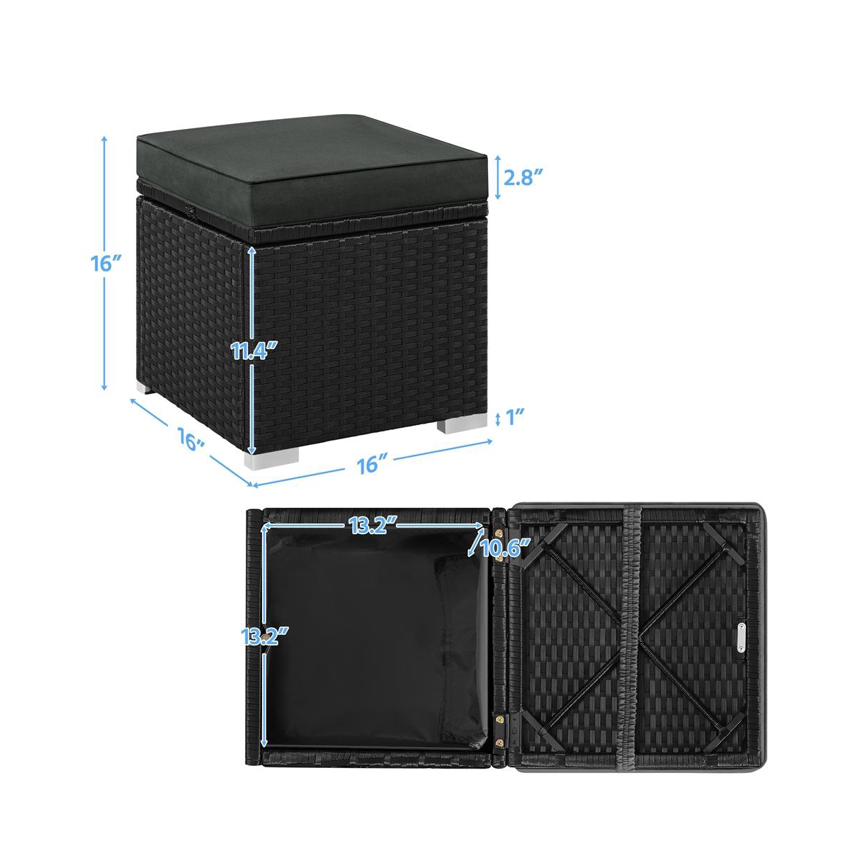 Yaheetech Set of 2 Resin Wicker Ottomans with Hidden Storage