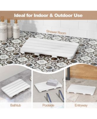 Waterproof HIPS Spa Shower Mat for Bathroom with Non Slip Foot Pads-White