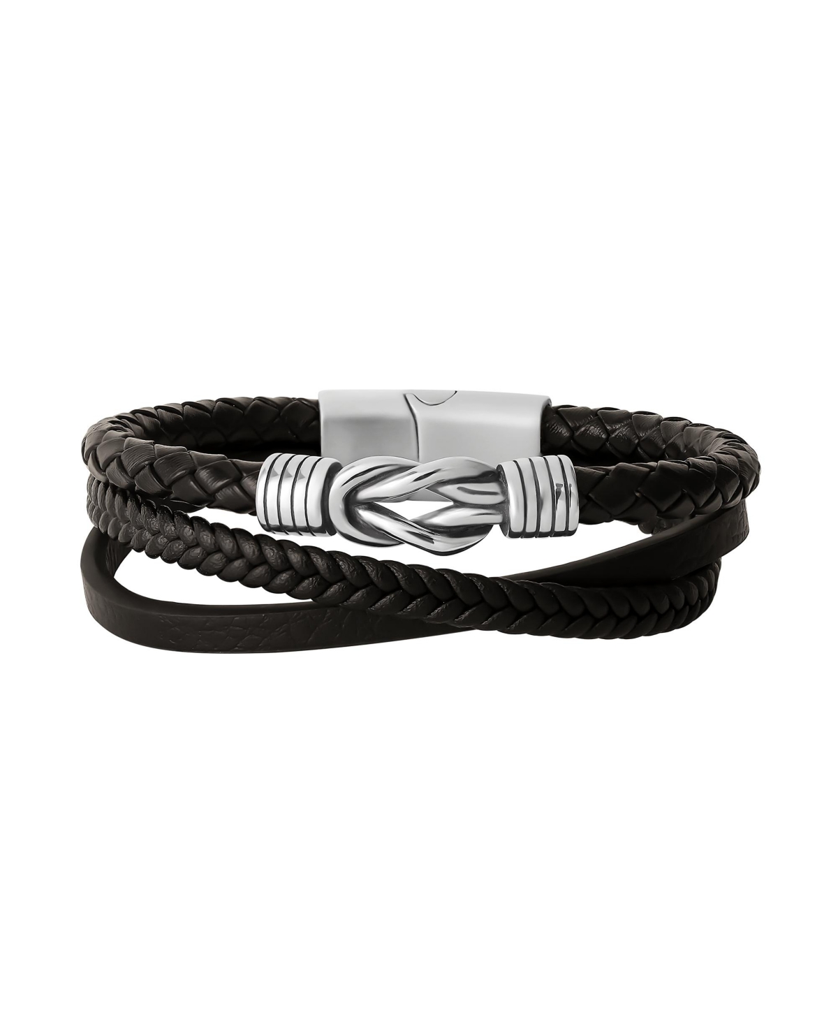 Stainless Steel (316L) Knot 3-Row Bracelet - Black, silver
