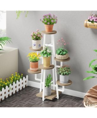 7 Tier Plant Stand Indoor, Tall Plant Shelf for Multiple Plants, Wooden Corner Plant Pots Holder Rack Flower Stand Shelf Planter Organizer for Living Room Balcony Garden