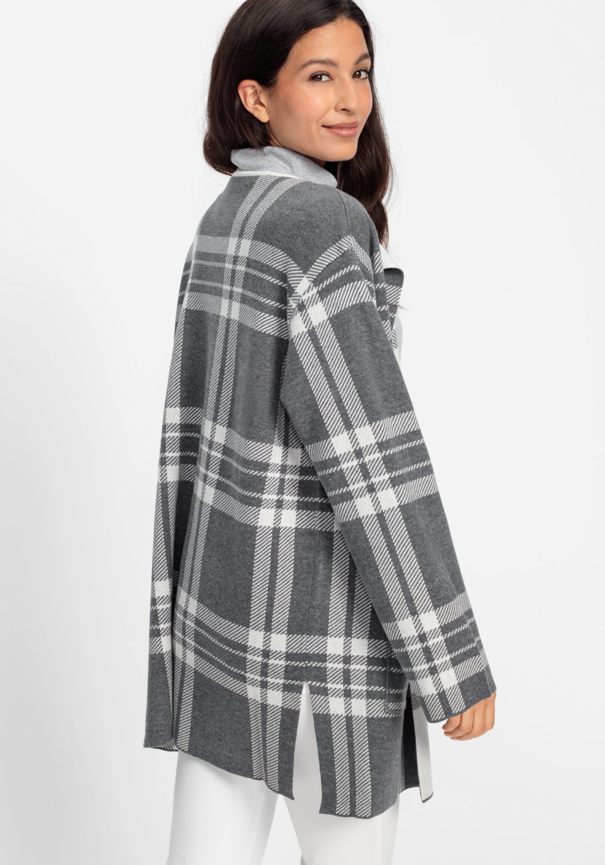 Olsen Women's Long Sleeve Plaid Cardigan