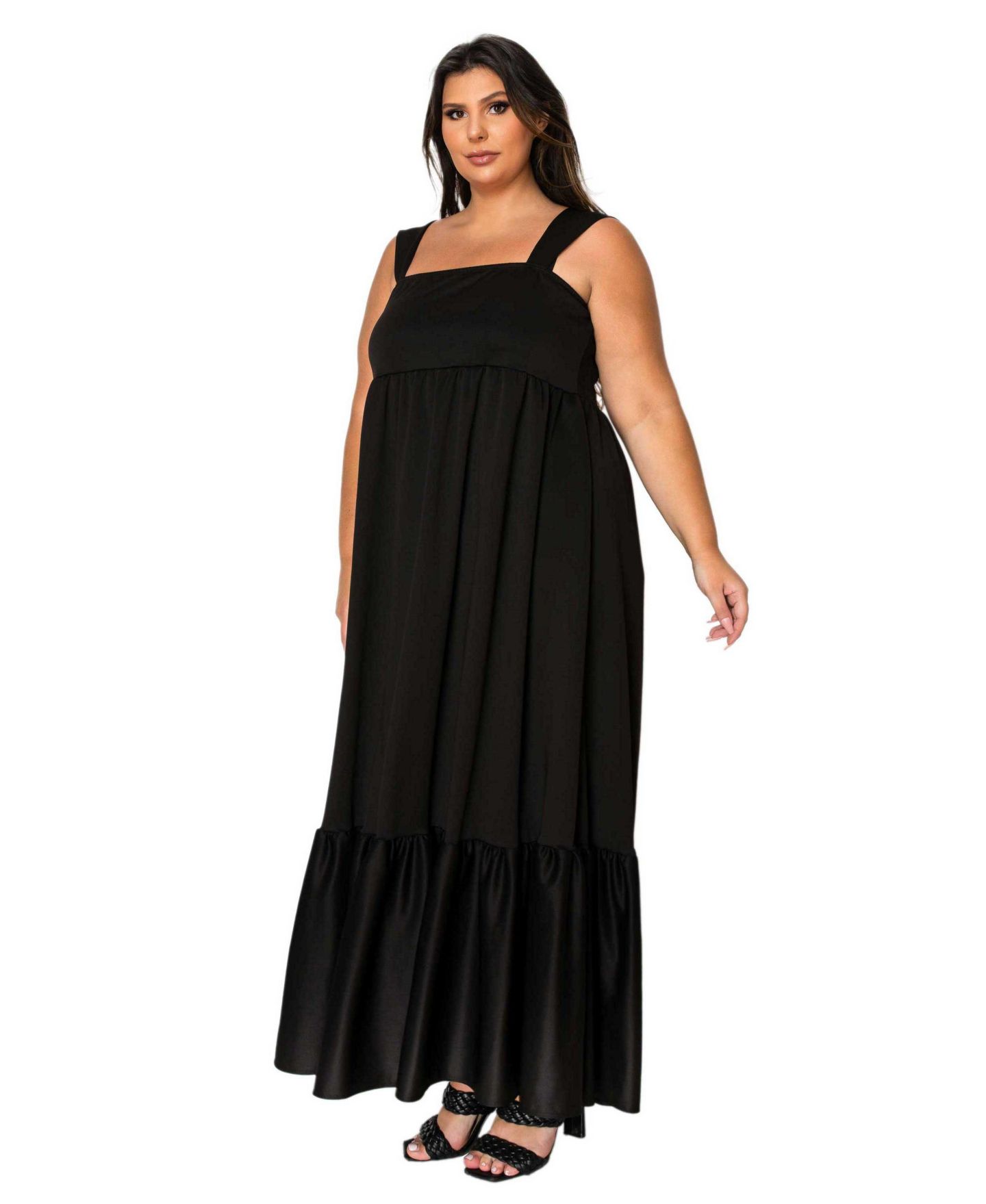 Женское платье L I V D Plus Size Angelika Ruffled Hem Maxi, цвет: Чёрный — фото 2