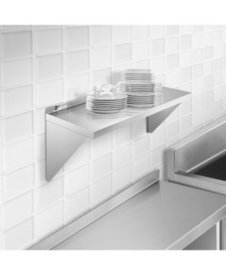 18" x 36" Stainless Steel Shelf, NSF Commercial Wall Mount Shelves w/ Backsplash, Floating Metal Mounted Shelving for Restaurant, Kitchen, Home