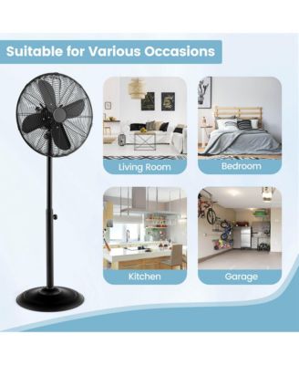 16" Standing Pedestal Fan with 3 Speed Settings Carrying Handle Aluminum Blades
