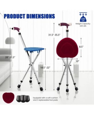 Lightweight Adjustable Folding Cane Seat with Light-Blue